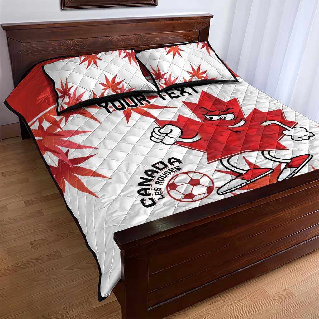 Custom Canada Soccer Quilt Bed Set Les Rouges Cute Maple Leaf Mascot - Wonder Print Shop