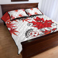 Custom Canada Soccer Quilt Bed Set Les Rouges Cute Maple Leaf Mascot - Wonder Print Shop