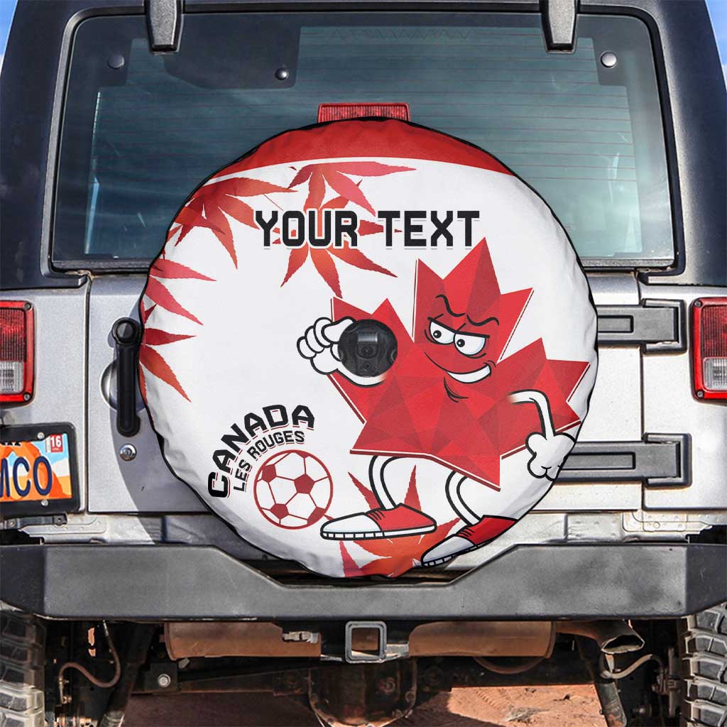 Custom Canada Soccer Spare Tire Cover Les Rouges Cute Maple Leaf Mascot - Wonder Print Shop