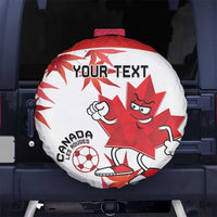 Custom Canada Soccer Spare Tire Cover Les Rouges Cute Maple Leaf Mascot - Wonder Print Shop
