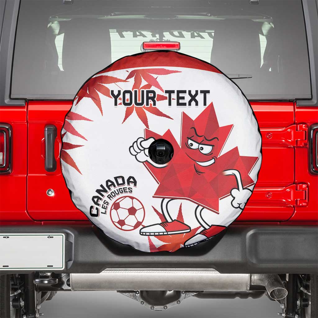 Custom Canada Soccer Spare Tire Cover Les Rouges Cute Maple Leaf Mascot - Wonder Print Shop