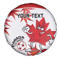 Custom Canada Soccer Spare Tire Cover Les Rouges Cute Maple Leaf Mascot - Wonder Print Shop