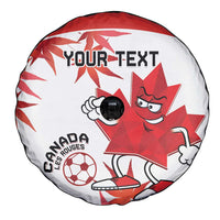 Custom Canada Soccer Spare Tire Cover Les Rouges Cute Maple Leaf Mascot - Wonder Print Shop