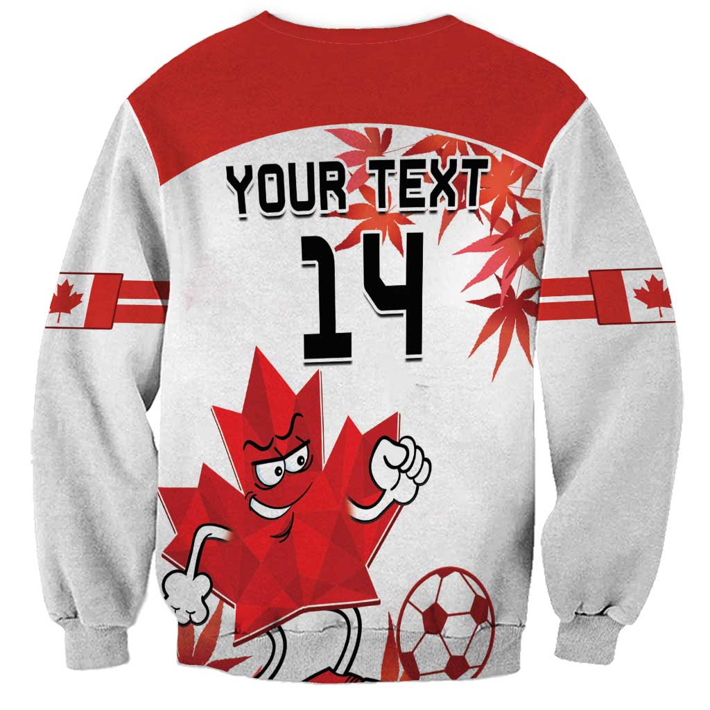 Custom Canada Soccer Sweatshirt Les Rouges Cute Maple Leaf Mascot - Wonder Print Shop
