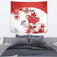 Custom Canada Soccer Tapestry Les Rouges Cute Maple Leaf Mascot - Wonder Print Shop
