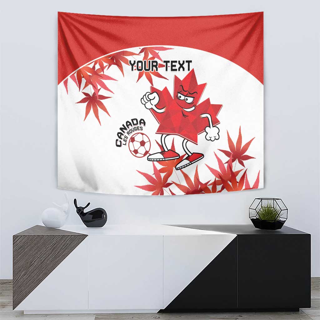 Custom Canada Soccer Tapestry Les Rouges Cute Maple Leaf Mascot - Wonder Print Shop