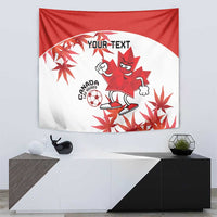 Custom Canada Soccer Tapestry Les Rouges Cute Maple Leaf Mascot - Wonder Print Shop