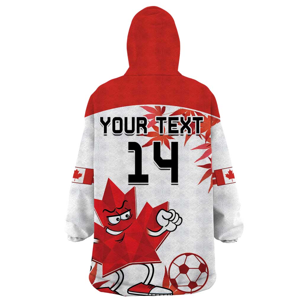 Custom Canada Soccer Wearable Blanket Hoodie Les Rouges Cute Maple Leaf Mascot - Wonder Print Shop