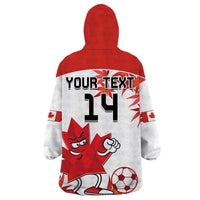 Custom Canada Soccer Wearable Blanket Hoodie Les Rouges Cute Maple Leaf Mascot - Wonder Print Shop