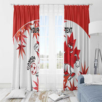 Custom Canada Soccer Window Curtain Les Rouges Cute Maple Leaf Mascot - Wonder Print Shop