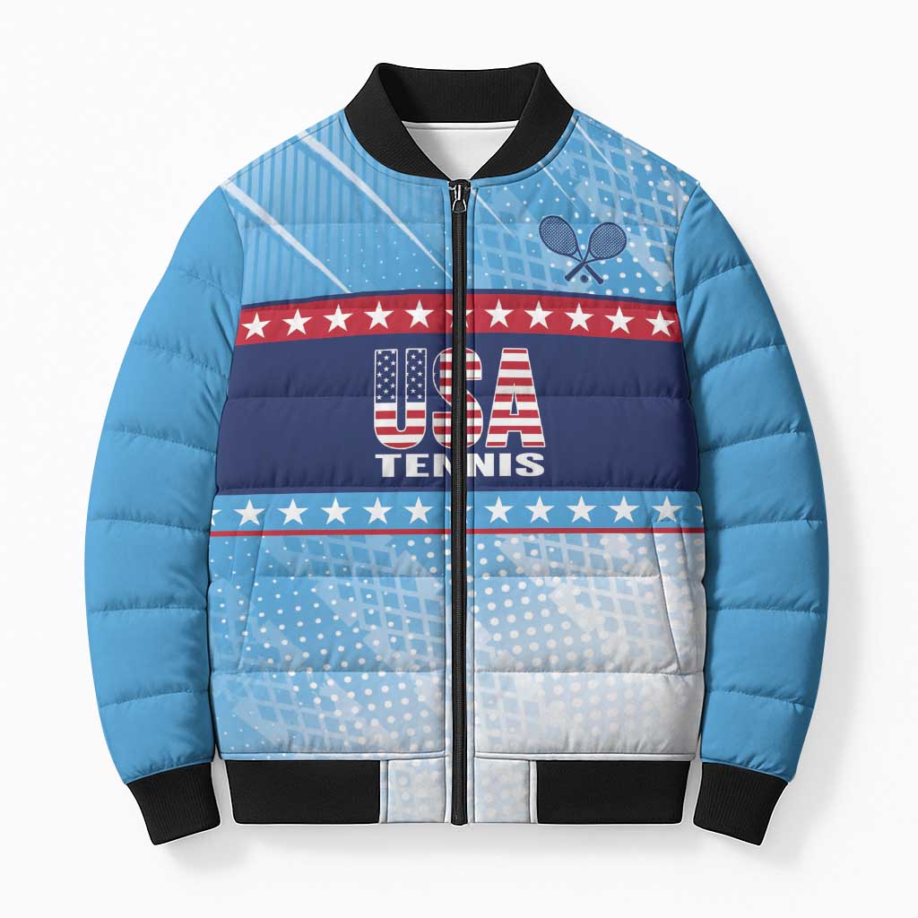 Custom United States Tennis Bomber Puffer Jacket 2025 Go USA - Wonder Print Shop