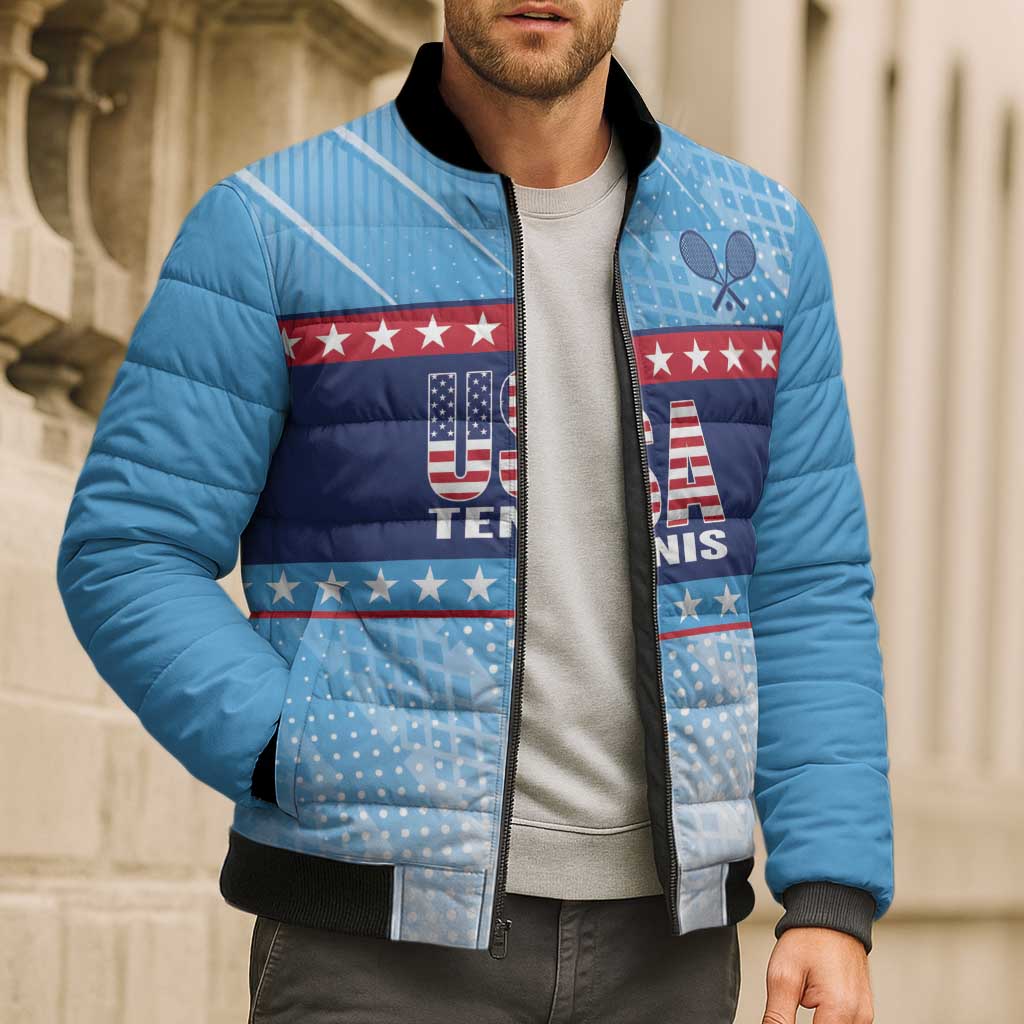 Custom United States Tennis Bomber Puffer Jacket 2025 Go USA - Wonder Print Shop