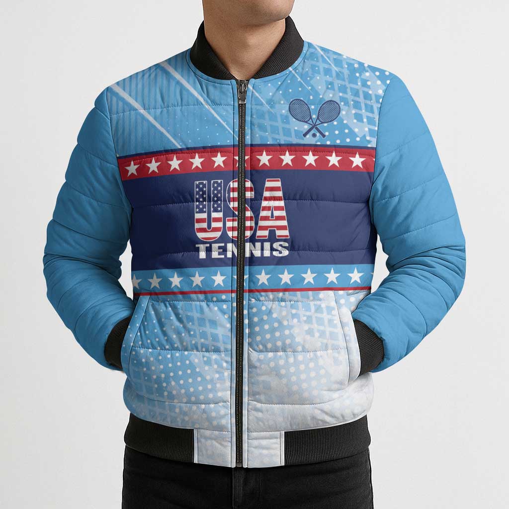 Custom United States Tennis Bomber Puffer Jacket 2025 Go USA - Wonder Print Shop