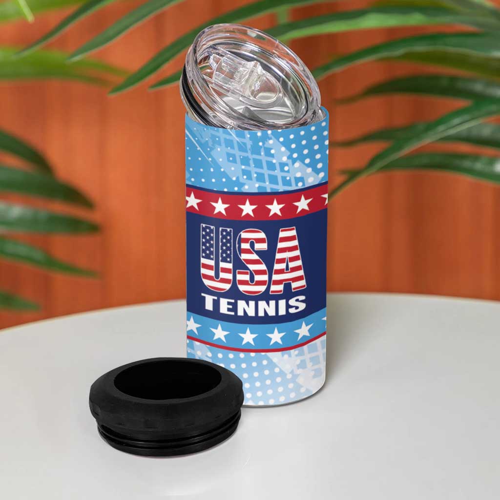 Custom United States Tennis 4 in 1 Can Cooler Tumbler 2025 Go USA - Wonder Print Shop
