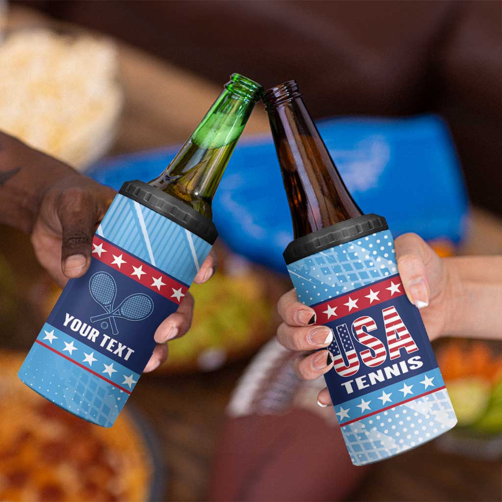 Custom United States Tennis 4 in 1 Can Cooler Tumbler 2025 Go USA - Wonder Print Shop