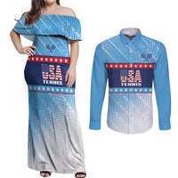 Custom United States Tennis Couples Matching Off Shoulder Maxi Dress and Long Sleeve Button Shirt 2025 Go USA - Wonder Print Shop