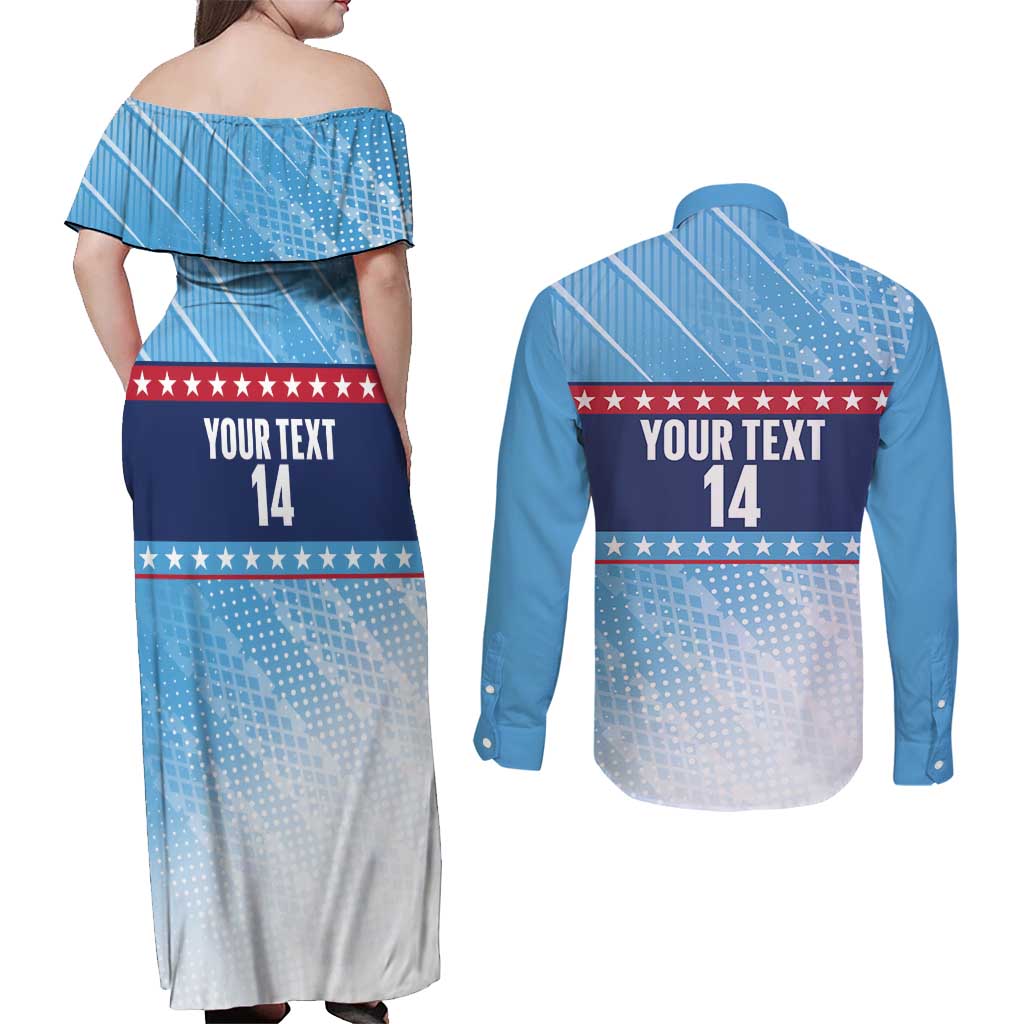 Custom United States Tennis Couples Matching Off Shoulder Maxi Dress and Long Sleeve Button Shirt 2025 Go USA - Wonder Print Shop