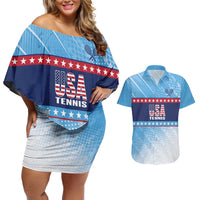 Custom United States Tennis Couples Matching Off Shoulder Short Dress and Hawaiian Shirt 2025 Go USA - Wonder Print Shop