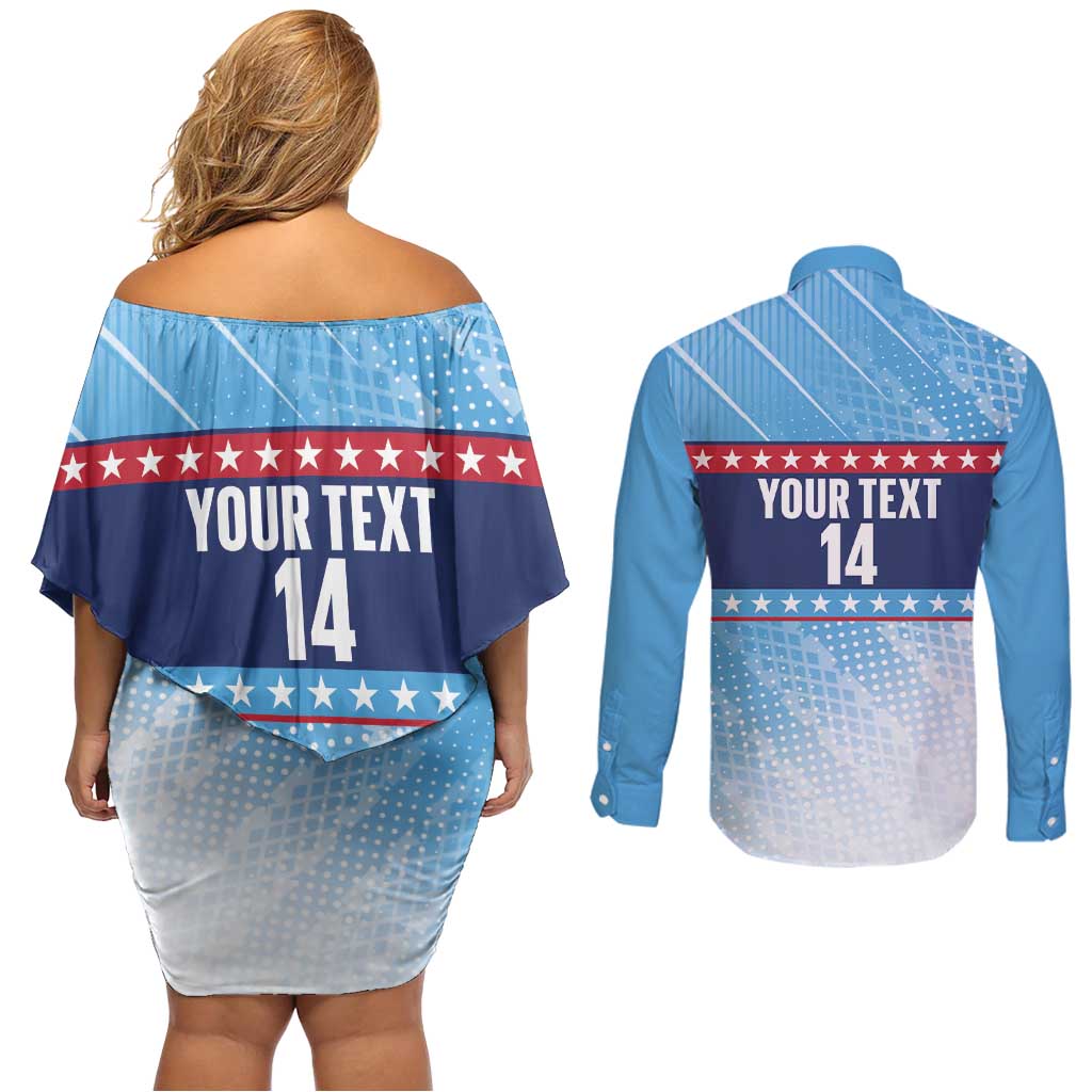 Custom United States Tennis Couples Matching Off Shoulder Short Dress and Long Sleeve Button Shirt 2025 Go USA - Wonder Print Shop