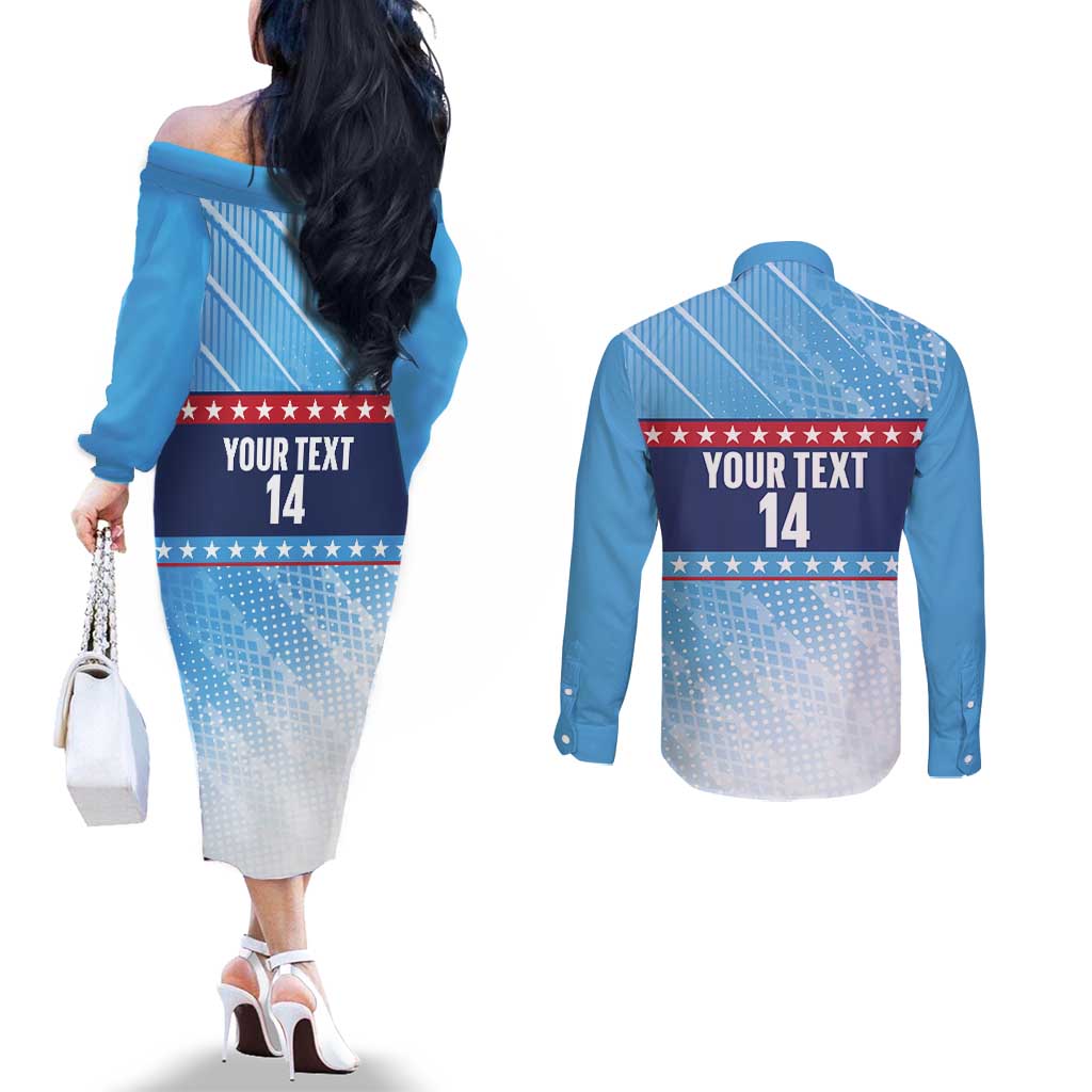 Custom United States Tennis Couples Matching Off The Shoulder Long Sleeve Dress and Long Sleeve Button Shirt 2025 Go USA - Wonder Print Shop
