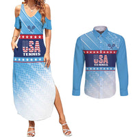 Custom United States Tennis Couples Matching Summer Maxi Dress and Long Sleeve Button Shirt 2025 Go USA - Wonder Print Shop