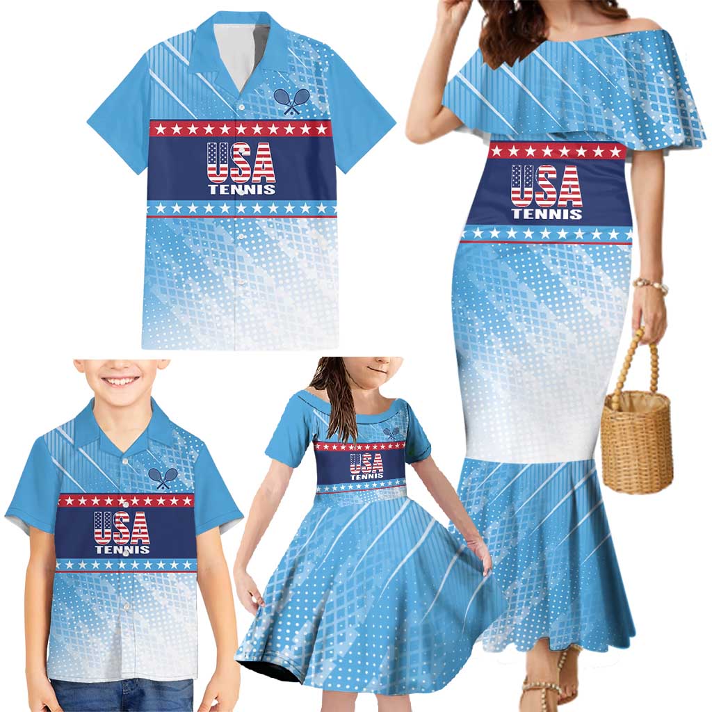 Custom United States Tennis Family Matching Mermaid Dress and Hawaiian Shirt 2025 Go USA - Wonder Print Shop