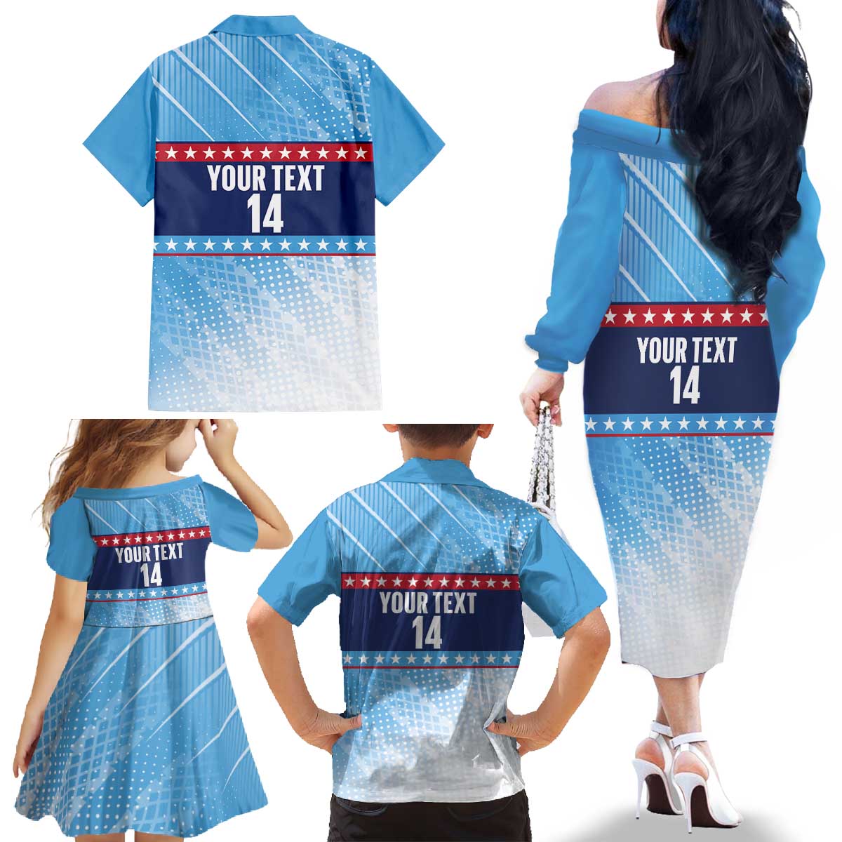 Custom United States Tennis Family Matching Off The Shoulder Long Sleeve Dress and Hawaiian Shirt 2025 Go USA - Wonder Print Shop