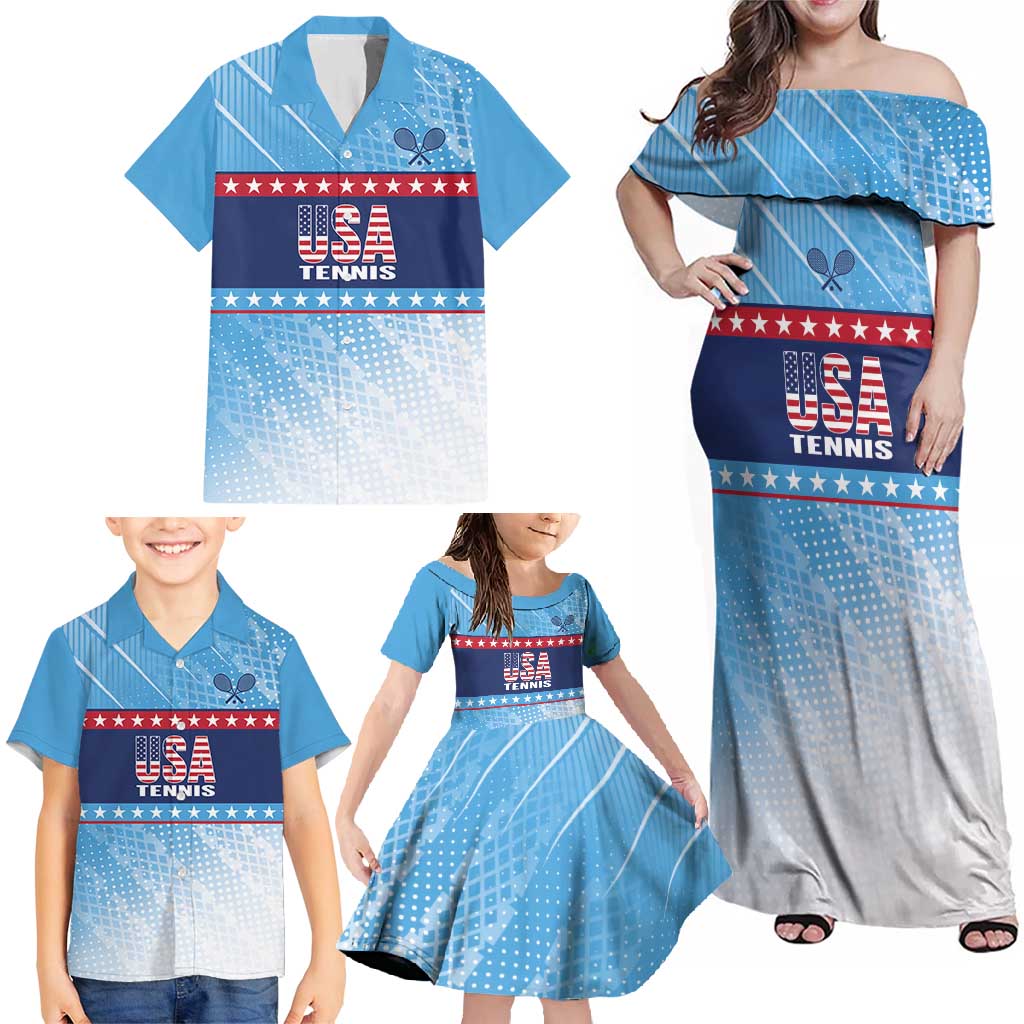 Custom United States Tennis Family Matching Off Shoulder Maxi Dress and Hawaiian Shirt 2025 Go USA - Wonder Print Shop