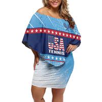 Custom United States Tennis Family Matching Off Shoulder Short Dress and Hawaiian Shirt 2025 Go USA - Wonder Print Shop