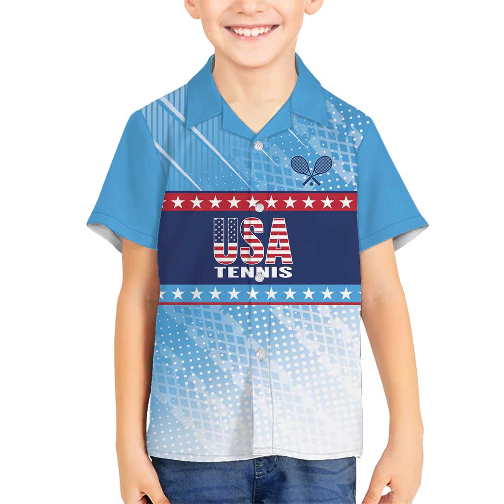 Custom United States Tennis Family Matching Off Shoulder Short Dress and Hawaiian Shirt 2025 Go USA - Wonder Print Shop