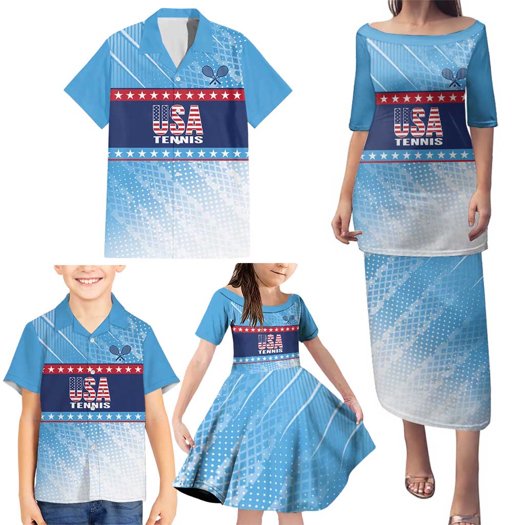 Custom United States Tennis Family Matching Puletasi and Hawaiian Shirt 2025 Go USA - Wonder Print Shop
