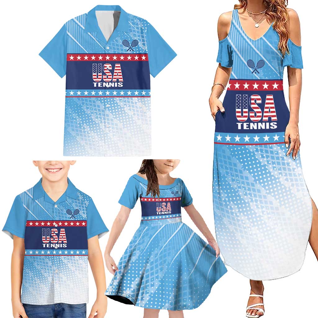 Custom United States Tennis Family Matching Summer Maxi Dress and Hawaiian Shirt 2025 Go USA - Wonder Print Shop