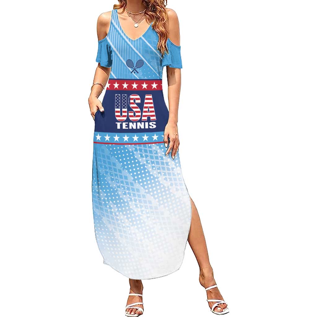 Custom United States Tennis Family Matching Summer Maxi Dress and Hawaiian Shirt 2025 Go USA - Wonder Print Shop