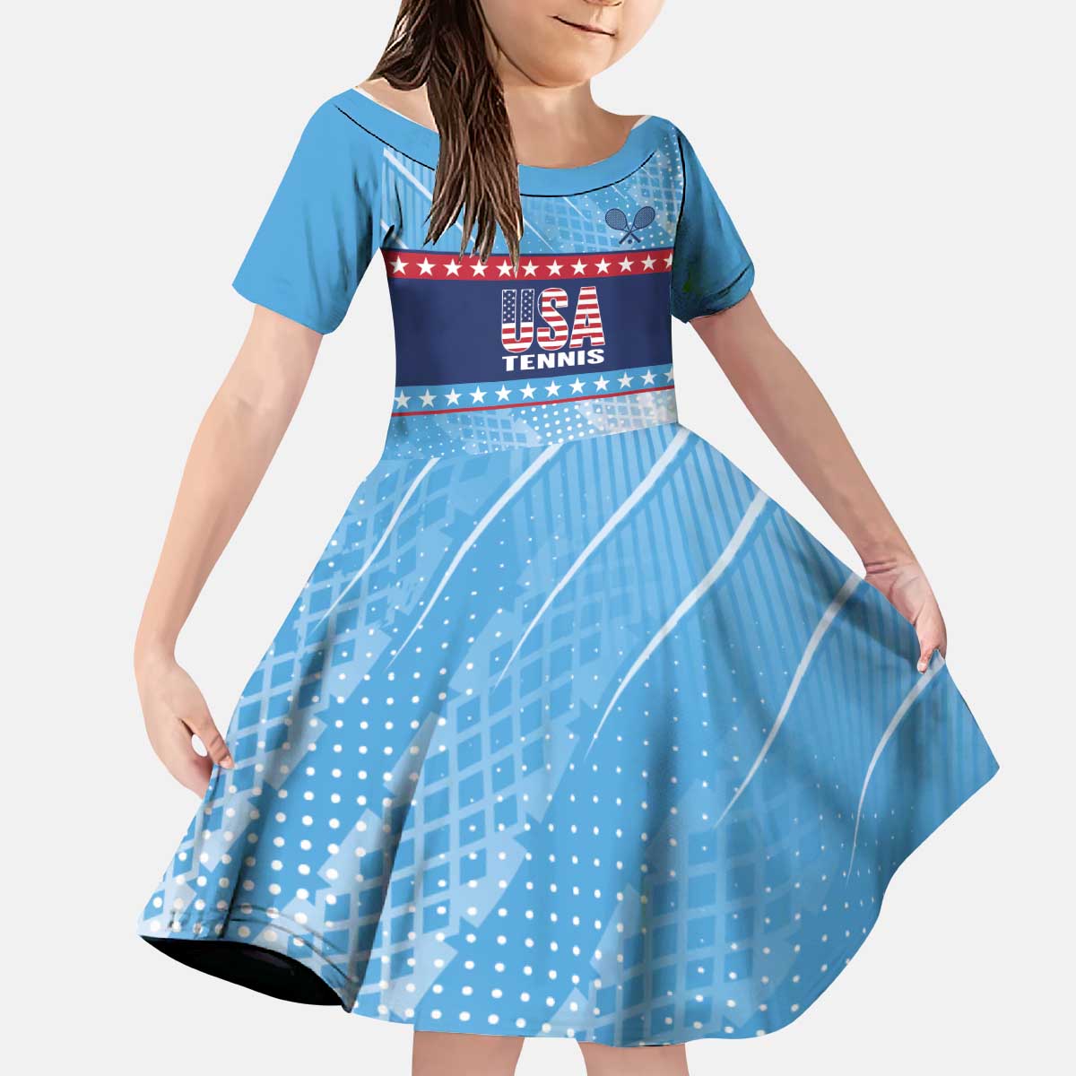 Custom United States Tennis Kid Short Sleeve Dress 2025 Go USA - Wonder Print Shop