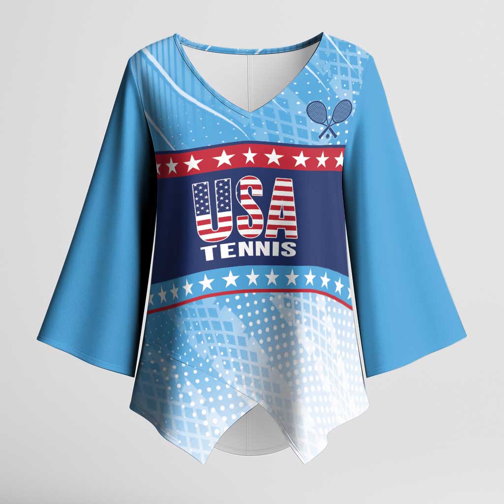 Custom United States Tennis Kimono Sleeve Blouse 2025 Go USA - Wonder Print Shop
