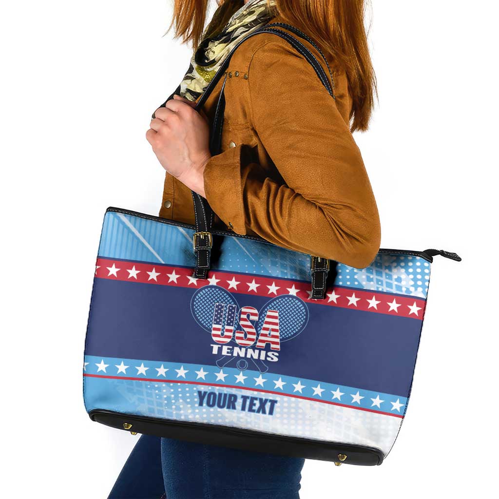 Custom United States Tennis Leather Tote Bag 2025 Go USA - Wonder Print Shop