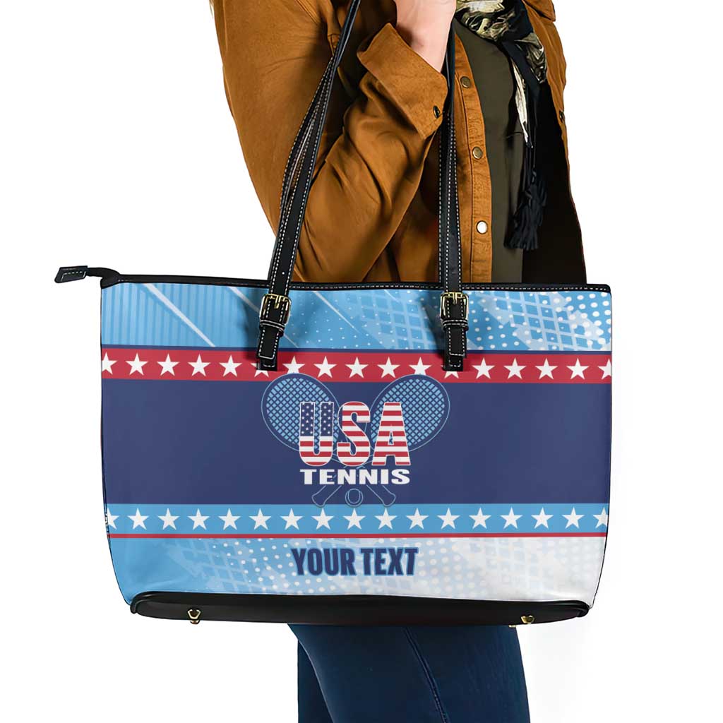 Custom United States Tennis Leather Tote Bag 2025 Go USA - Wonder Print Shop