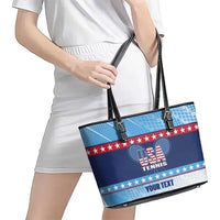 Custom United States Tennis Leather Tote Bag 2025 Go USA - Wonder Print Shop