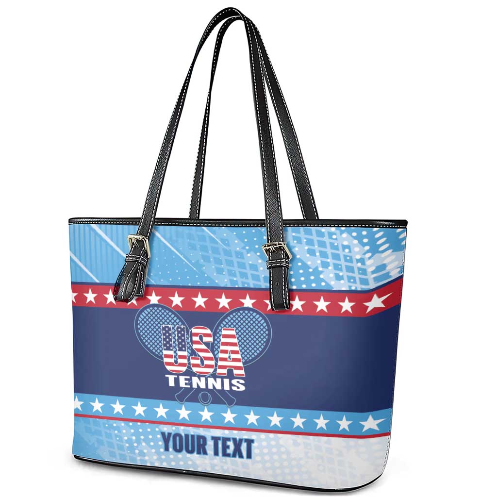 Custom United States Tennis Leather Tote Bag 2025 Go USA - Wonder Print Shop