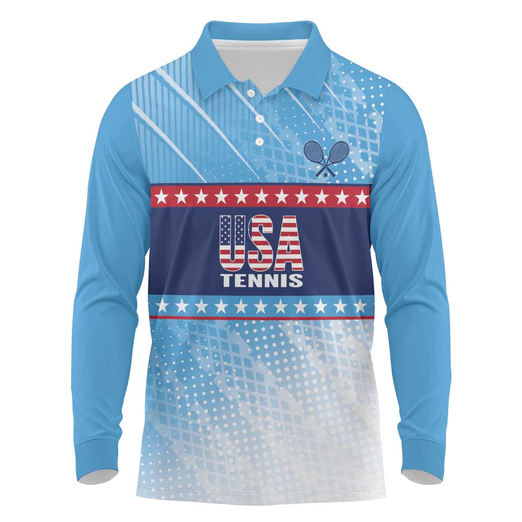 Custom United States Tennis Long Sleeve Polo Shirt 2025 Go USA - Wonder Print Shop