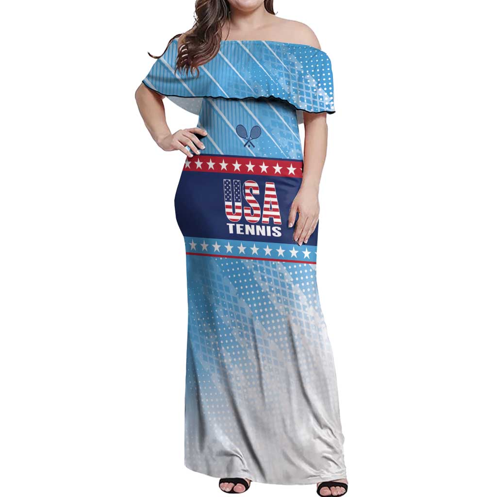Custom United States Tennis Off Shoulder Maxi Dress 2025 Go USA - Wonder Print Shop