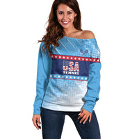 Custom United States Tennis Off Shoulder Sweater 2025 Go USA - Wonder Print Shop