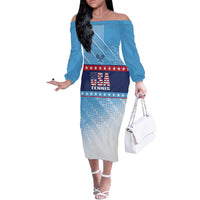 Custom United States Tennis Off The Shoulder Long Sleeve Dress 2025 Go USA - Wonder Print Shop