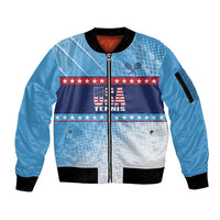 Custom United States Tennis Sleeve Zip Bomber Jacket 2025 Go USA - Wonder Print Shop