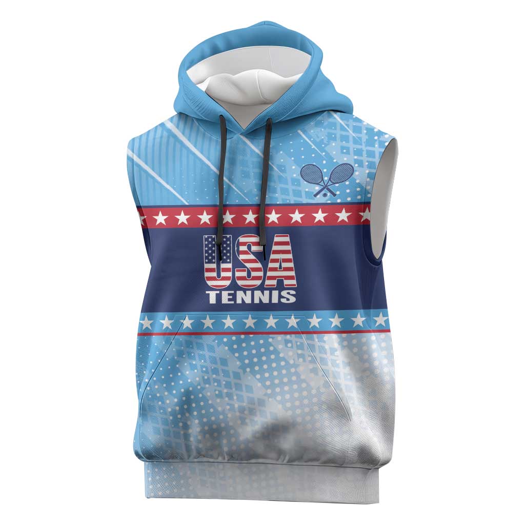 Custom United States Tennis Sleeveless Hoodie 2025 Go USA - Wonder Print Shop