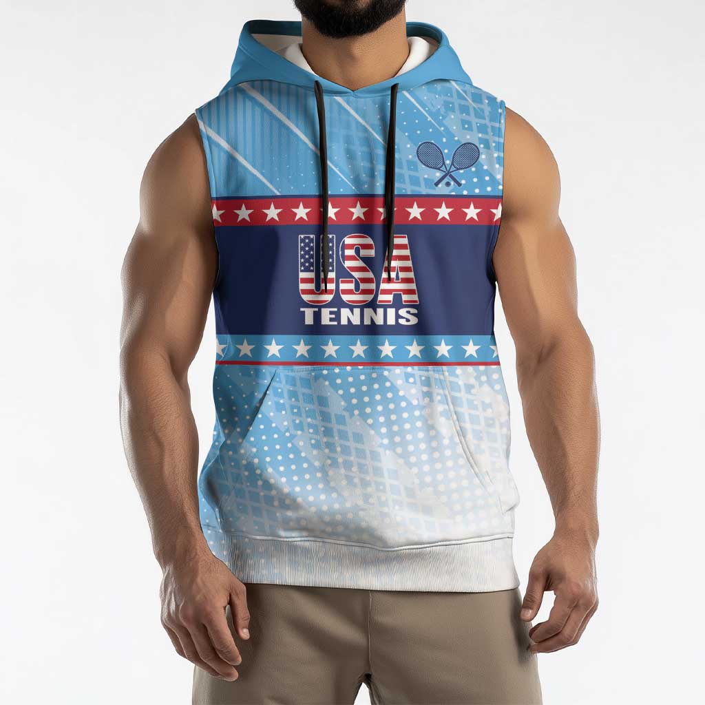 Custom United States Tennis Sleeveless Hoodie 2025 Go USA - Wonder Print Shop