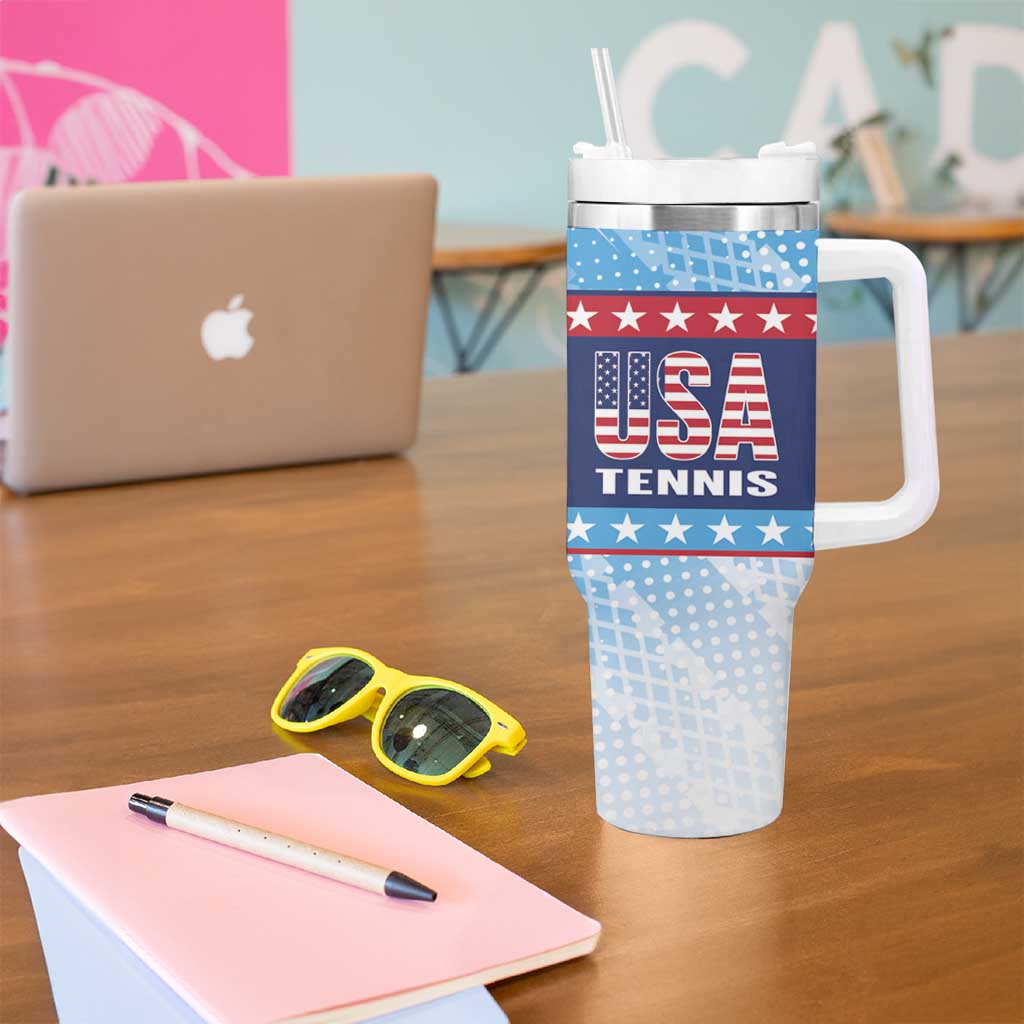 Custom United States Tennis Tumbler With Handle 2025 Go USA - Wonder Print Shop