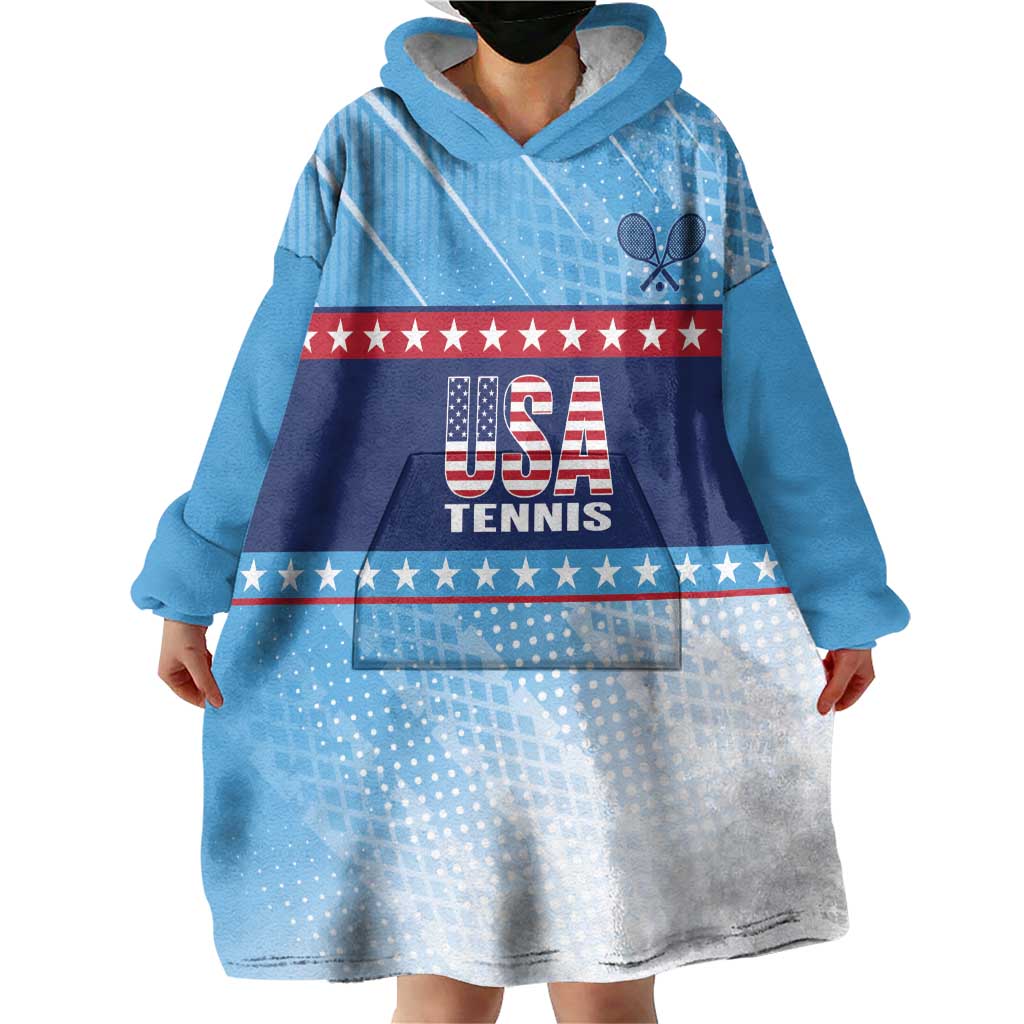 Custom United States Tennis Wearable Blanket Hoodie 2025 Go USA - Wonder Print Shop