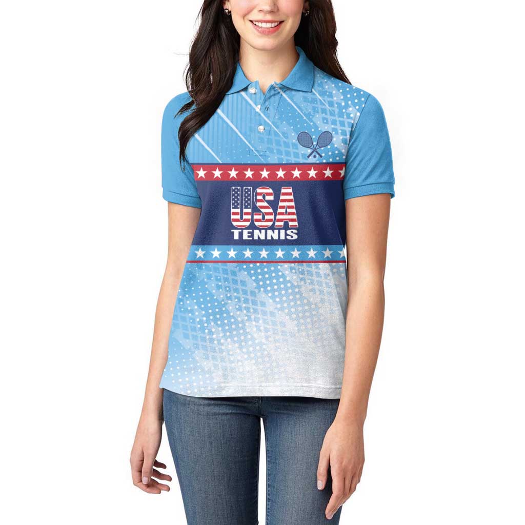 Custom United States Tennis Women Polo Shirt 2025 Go USA - Wonder Print Shop