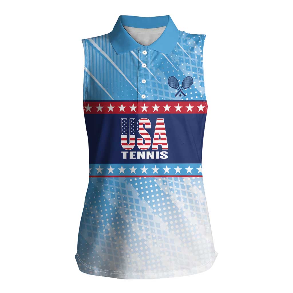 Custom United States Tennis Women Sleeveless Polo Shirt 2025 Go USA - Wonder Print Shop